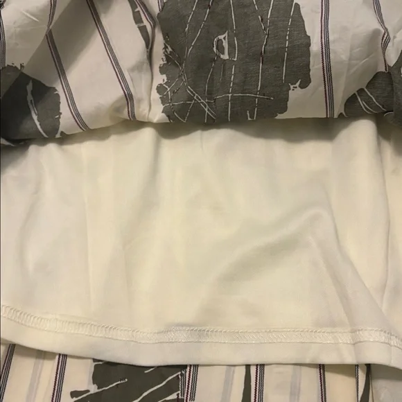 Entro Olive Green Floral Striped Piping Puff Sleeve Babydoll Mini Dress SZ L NWT - Picture 12 of 12